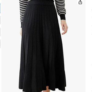 NWOT Sioni Women's Black Pleated Knit Sweater A Line Skirt Size Small